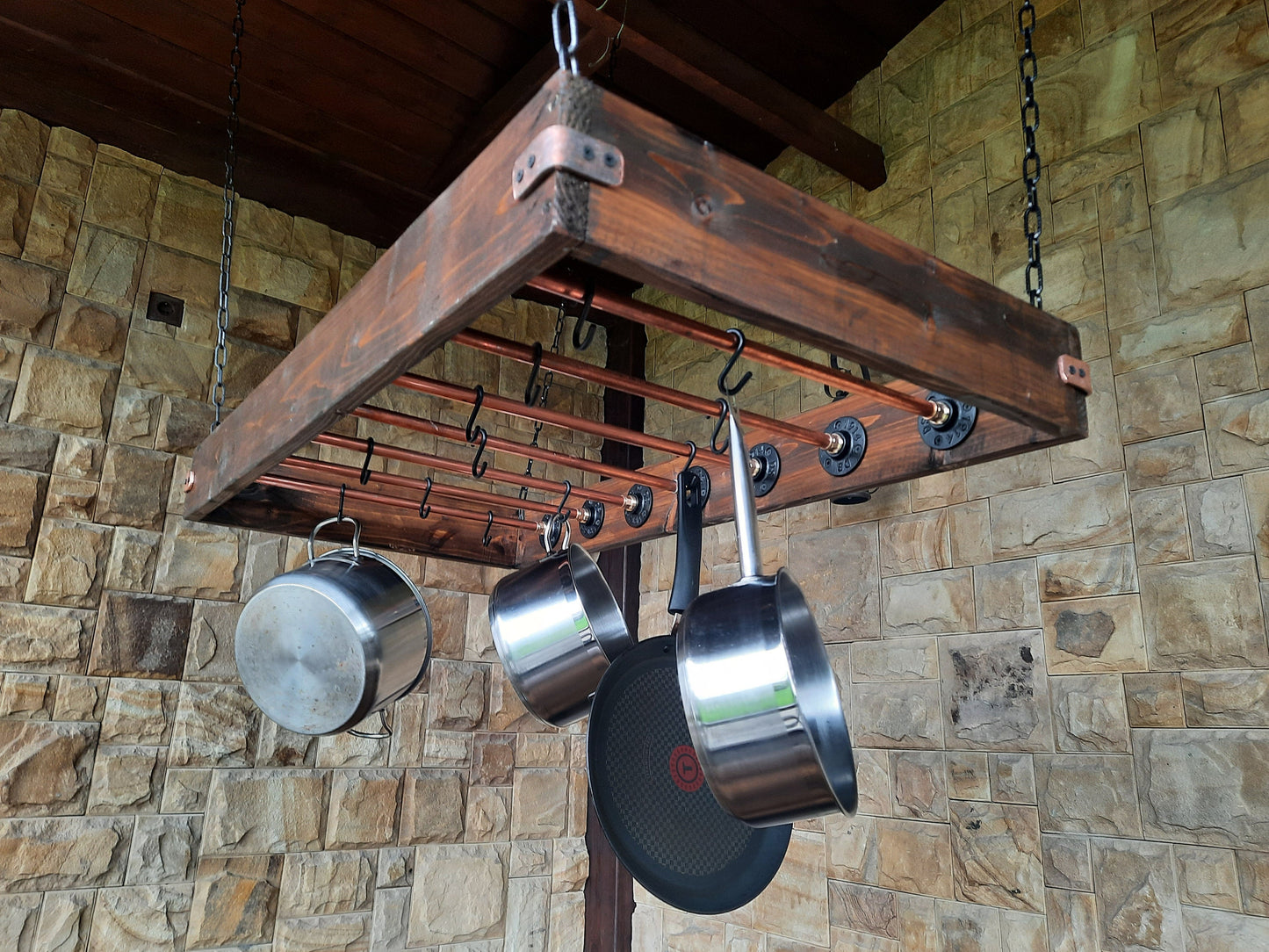 Hanging industrial pot rack