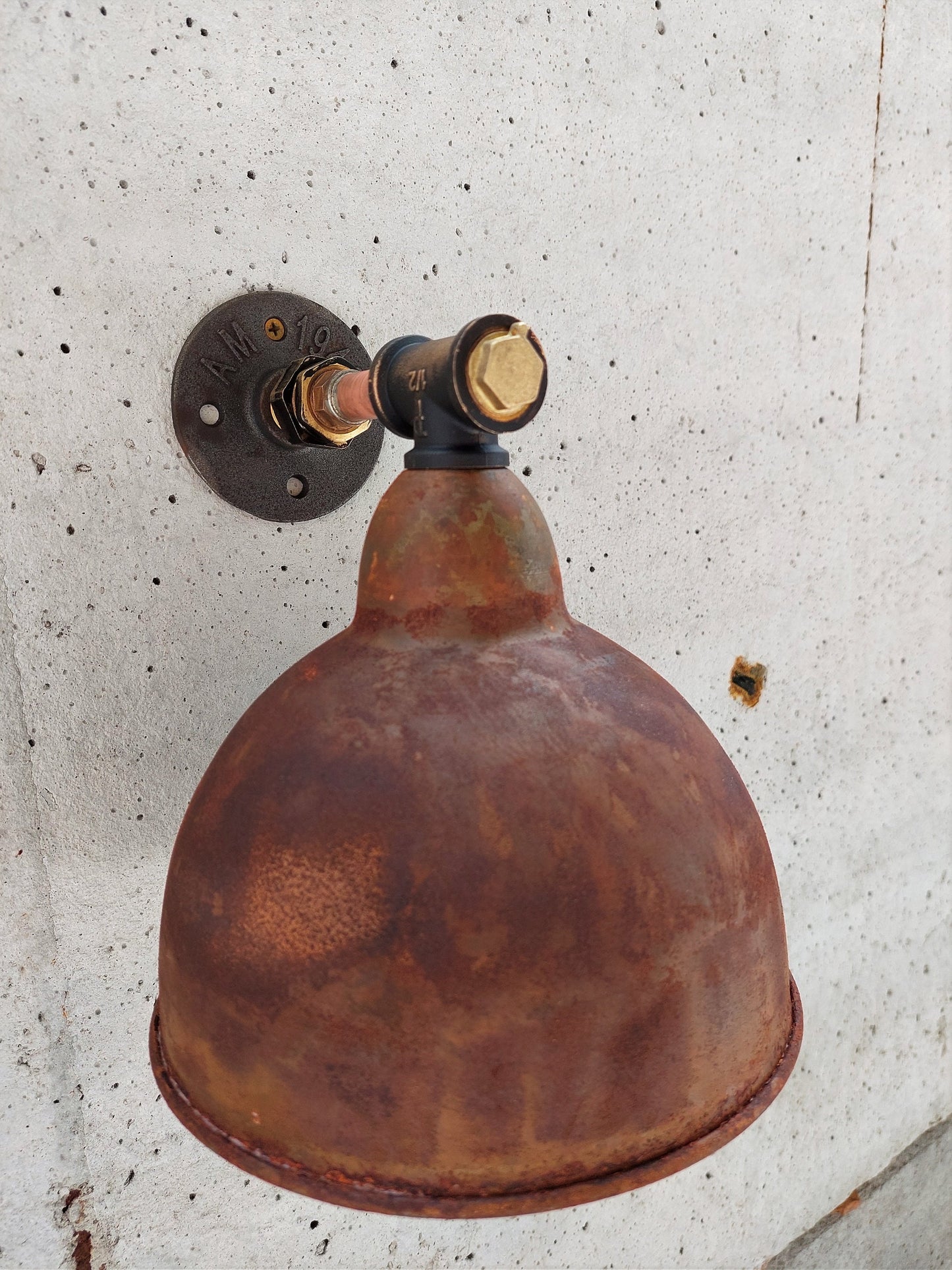Rusty industrial wall lamp for bathroom.Rustic bedside sconce.