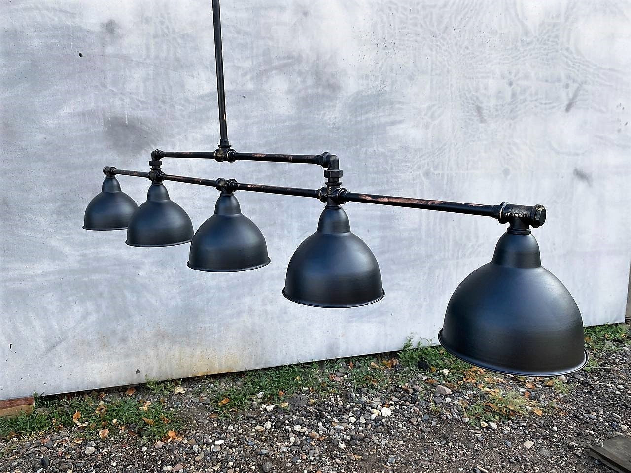 Kitchen hanging industrial chandelier.Black chandelier for pool table or kitchen island.