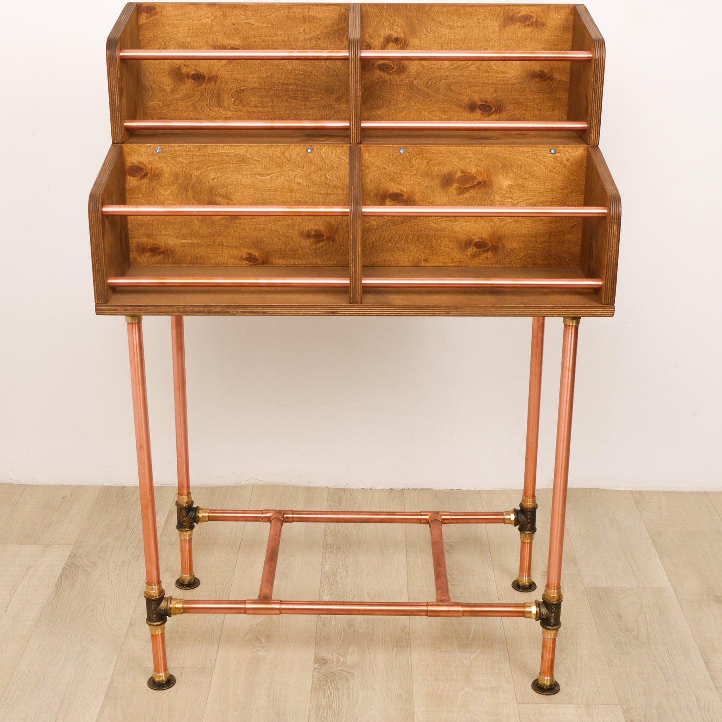 Vinyl Record Storage Cabinet – Copper & Wood LP Storage 4Pack