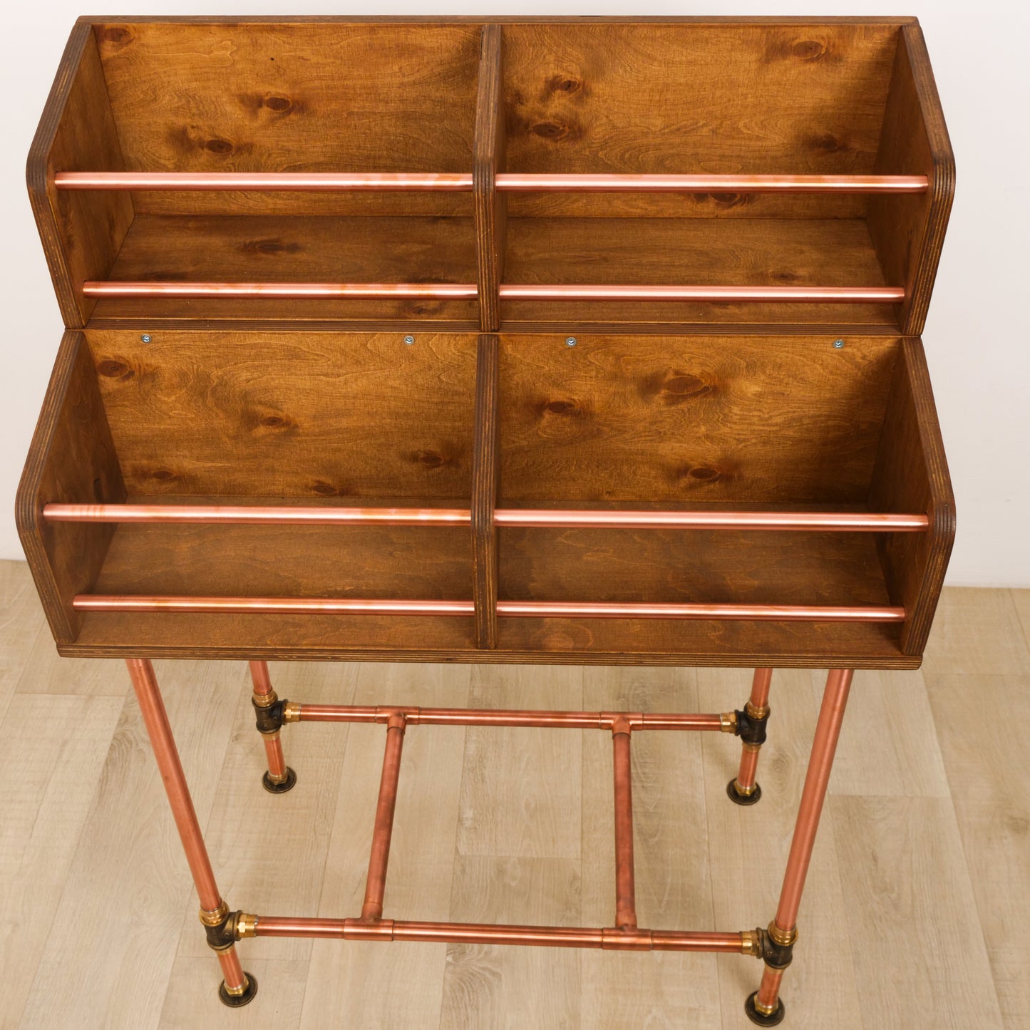 Vinyl Record Storage Cabinet – Copper & Wood LP Storage 4Pack