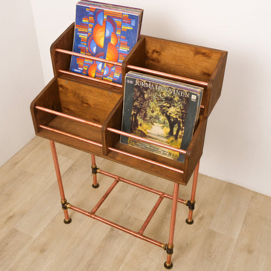 Vinyl Record Storage Cabinet – Copper & Wood LP Storage 4Pack