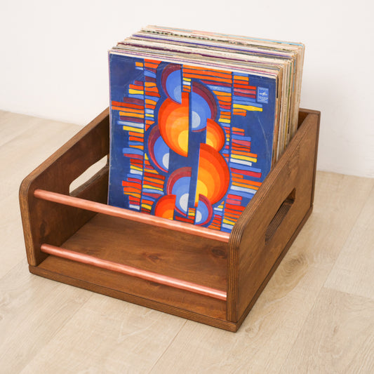 Vinyl Record Storage Box – Copper & Wood LP Record Holder