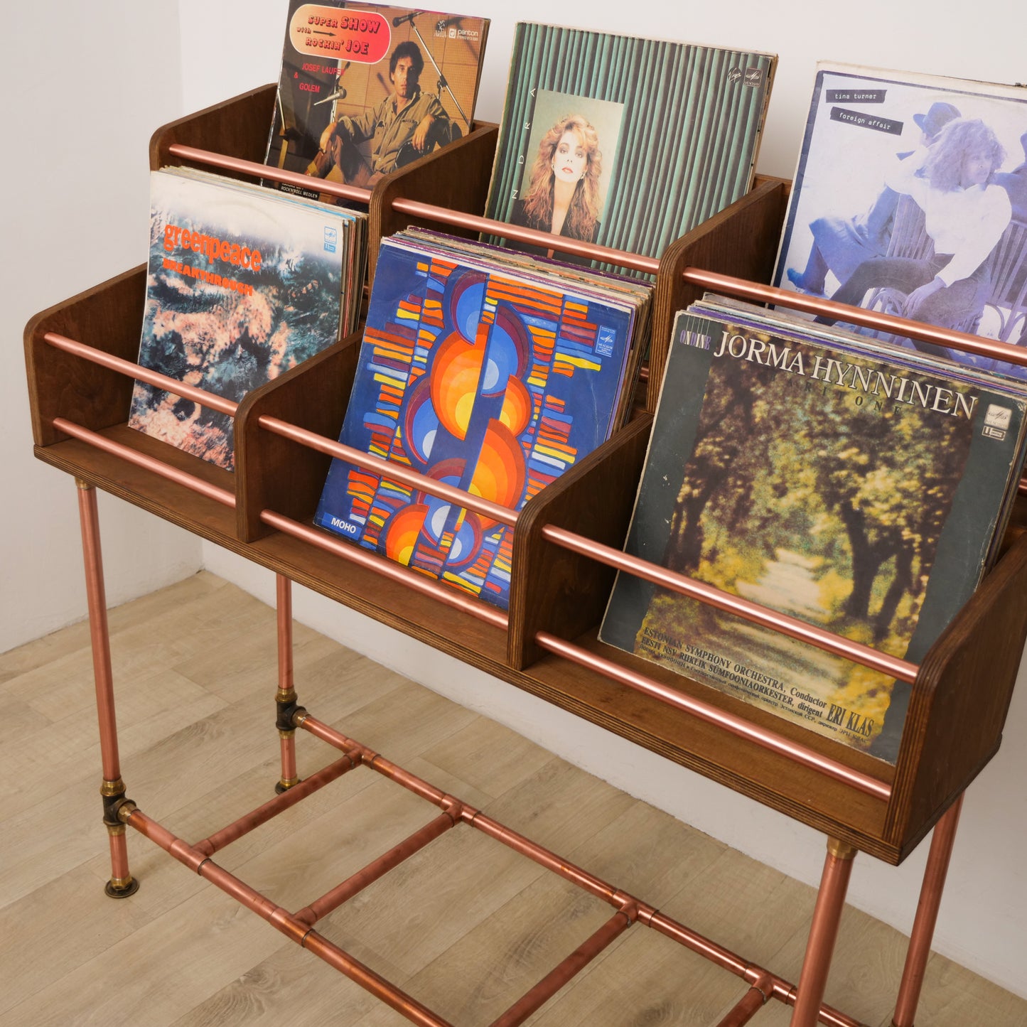Vinyl Record Storage Cabinet – Copper & Wood LP Storage