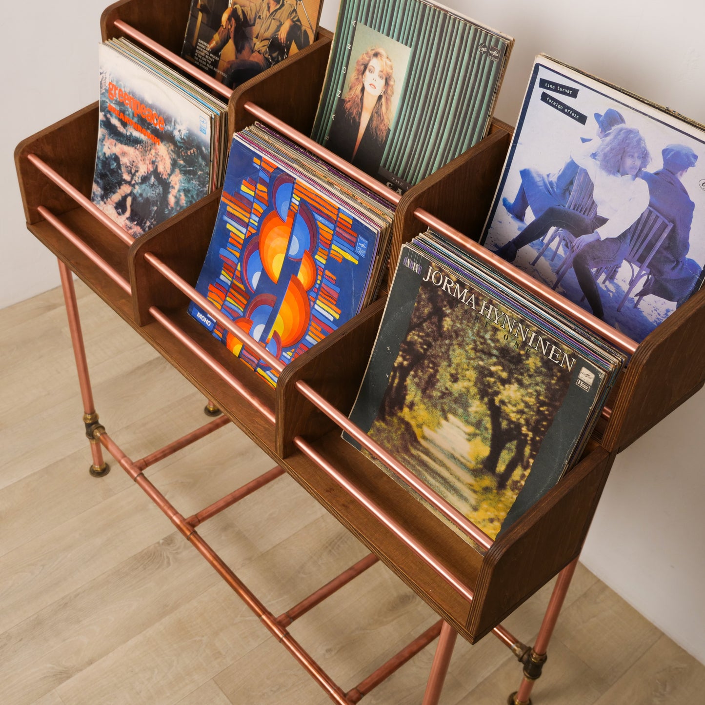 Vinyl Record Storage Cabinet – Copper & Wood LP Storage