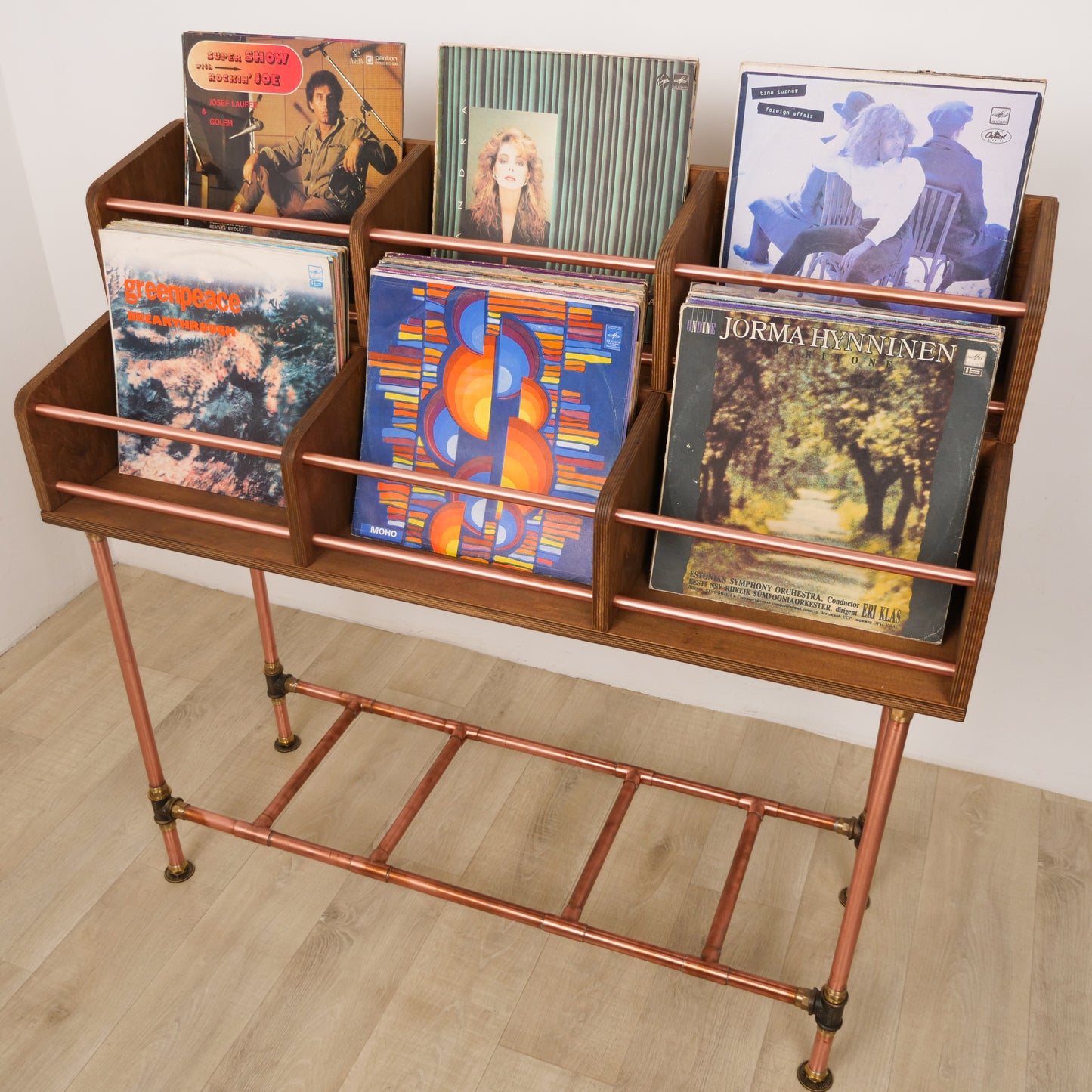 Vinyl Record Storage Cabinet – Copper & Wood LP Storage