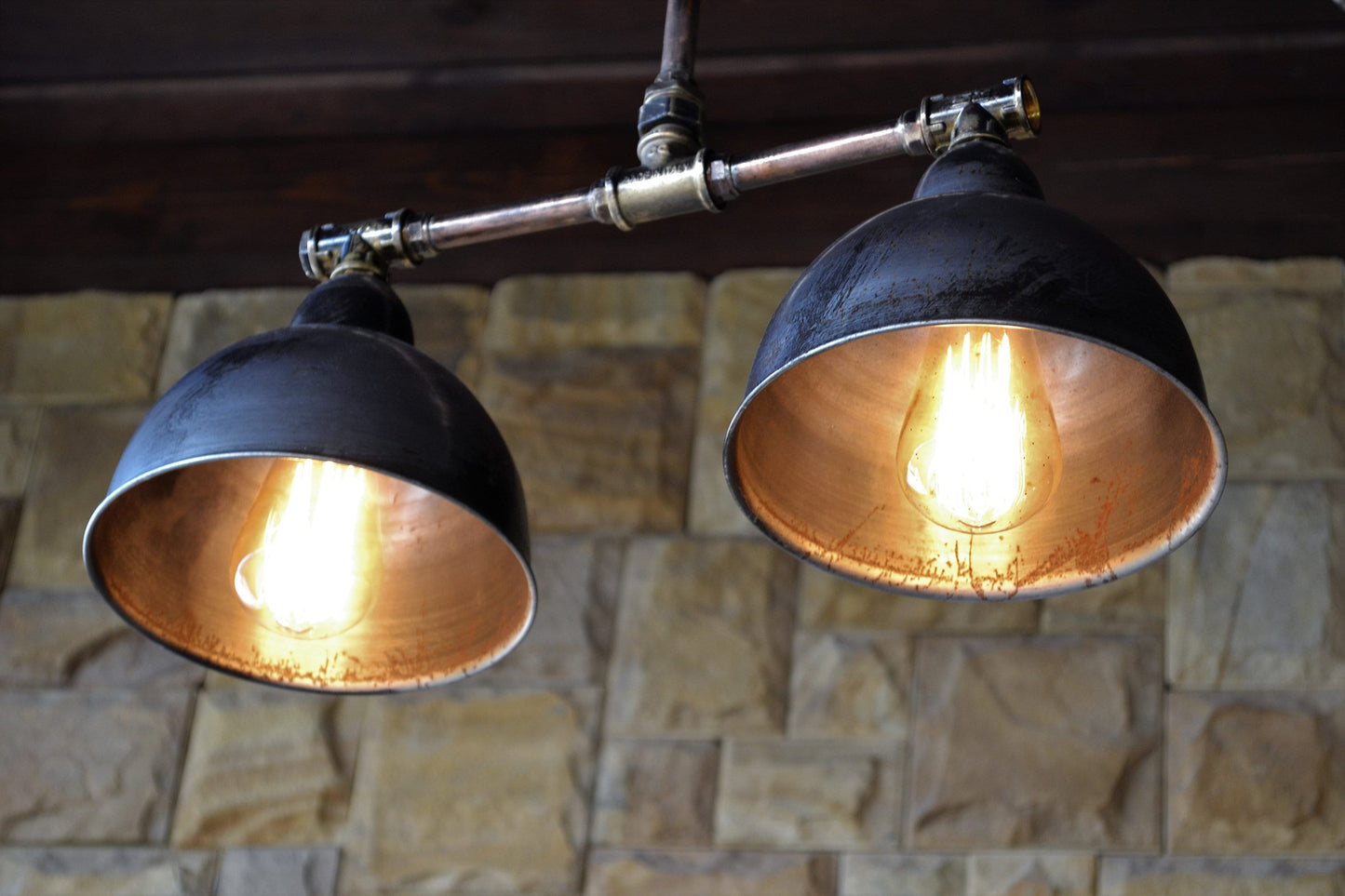 Country house lighting, industrial rustic pendant lamp for dining table or kitchen island