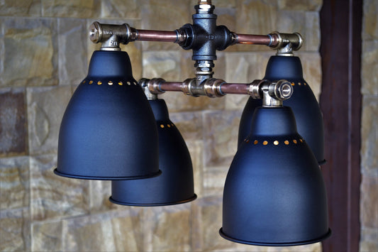 Hanging industrial chandelier Black chandelier