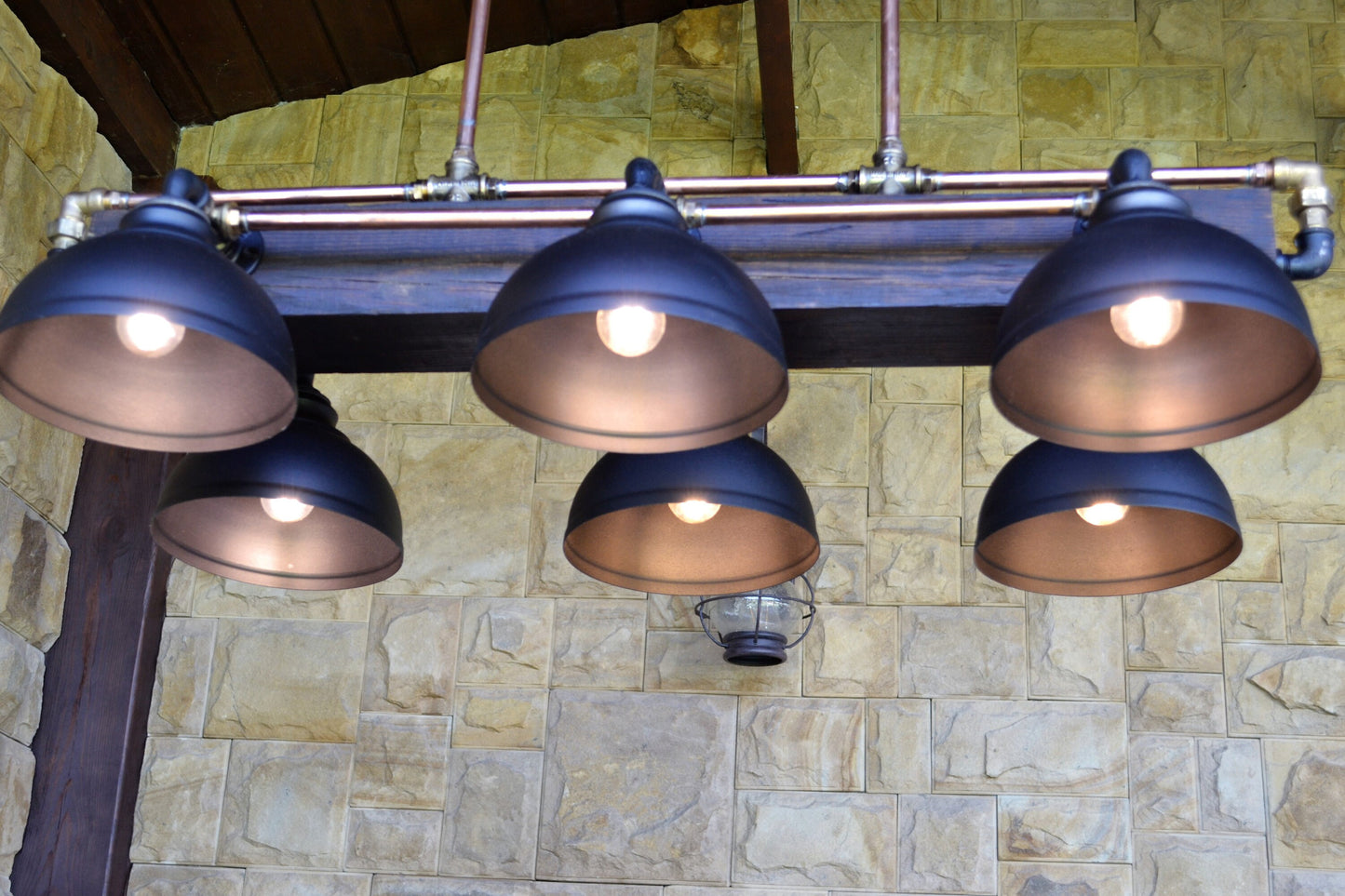 Hanging chandelier. Rustic pendant light