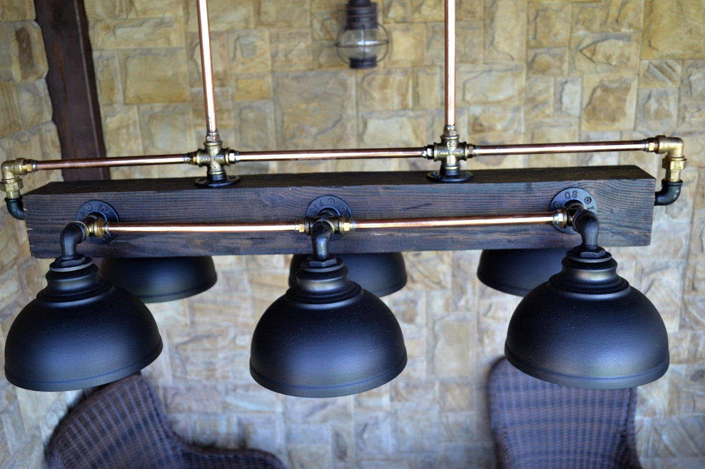 Hanging chandelier. Rustic pendant light