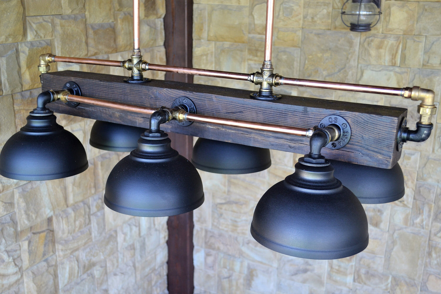 Hanging chandelier. Rustic pendant light