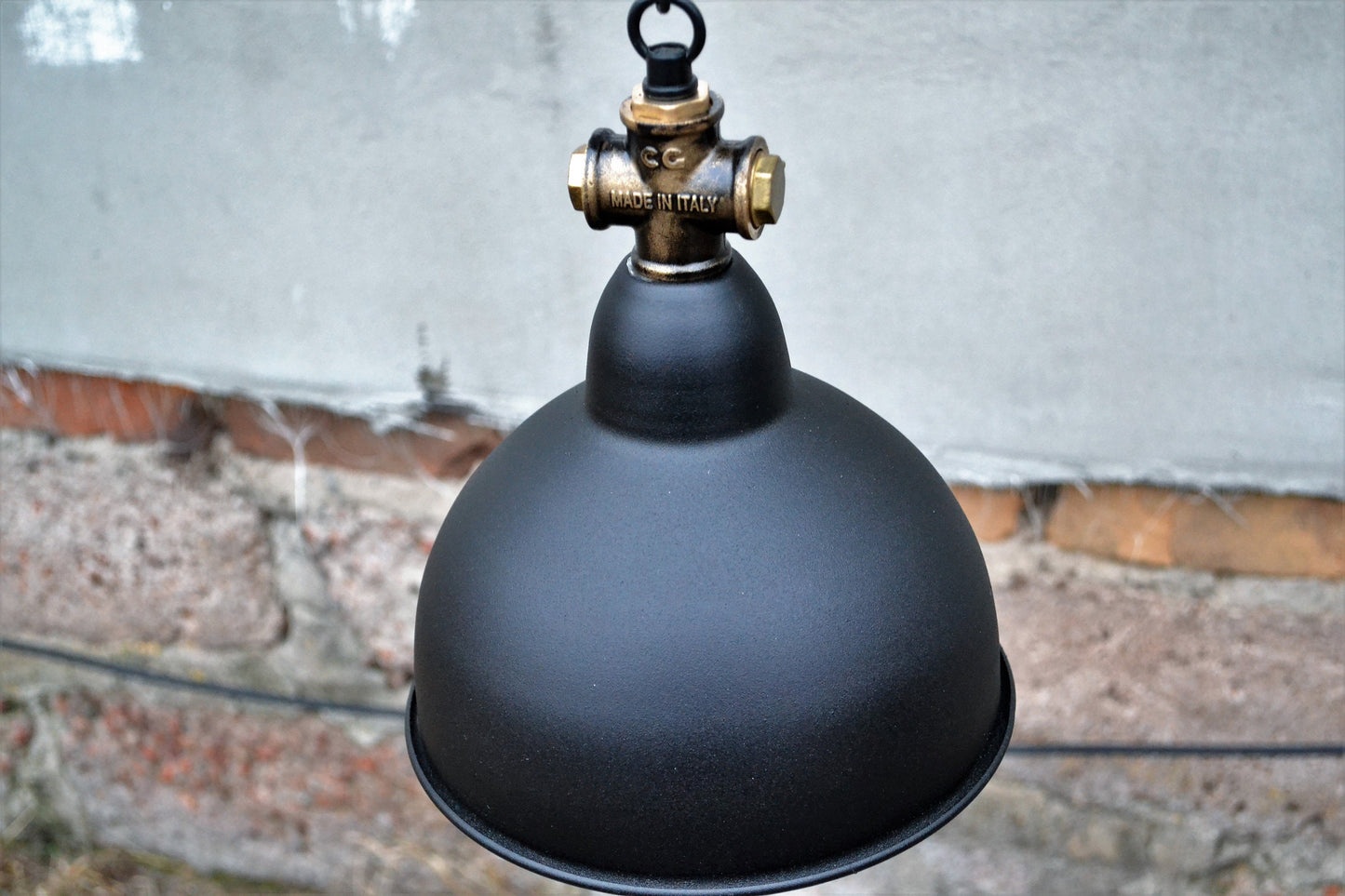 Industrial hanging black lampshade.Rustic island ceiling lamp for kitchen or dining table.