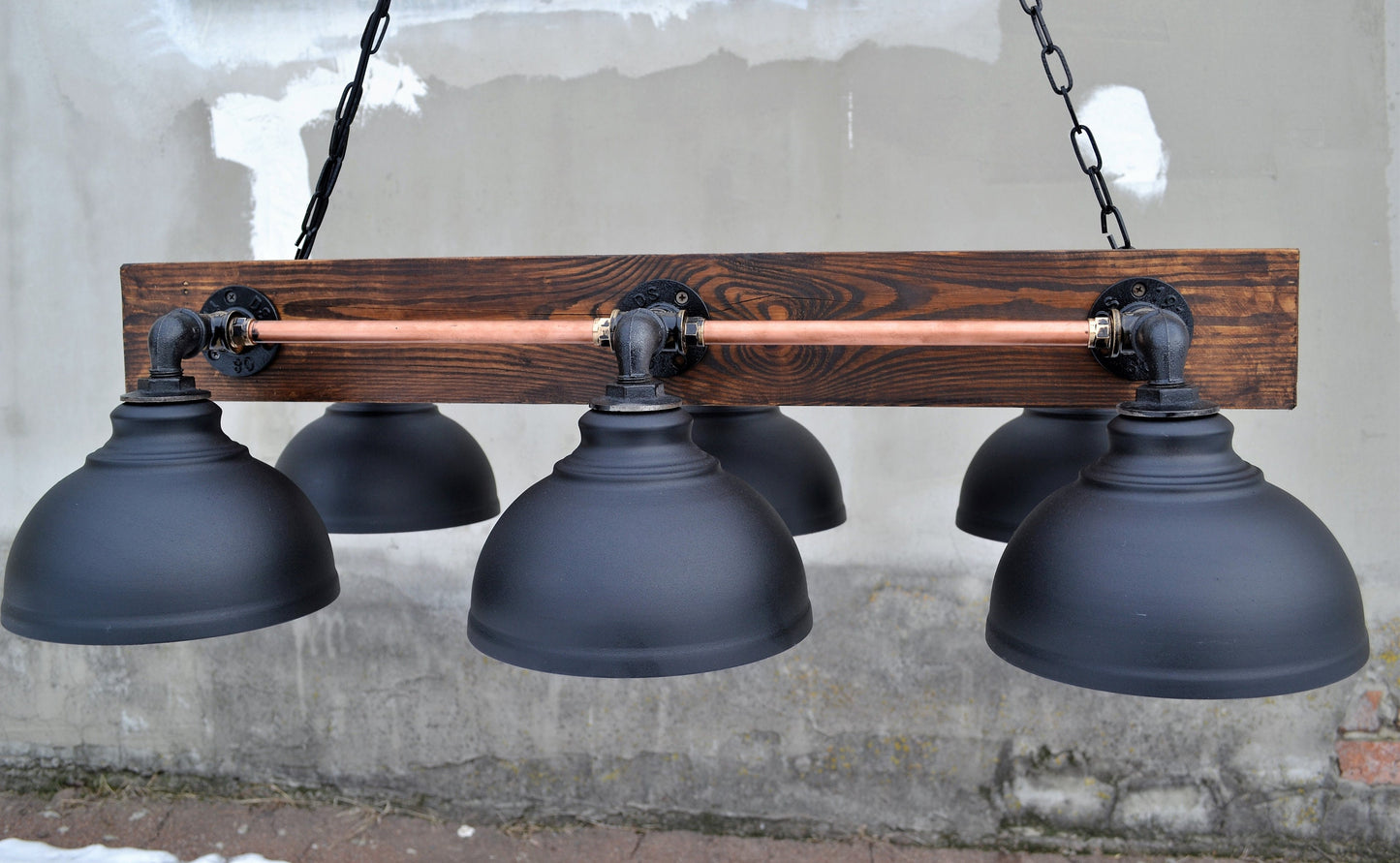 Rustic wooden industrial pendant light Black industrial chandelier for rustic kitchen lighting Copper pendant light fixture