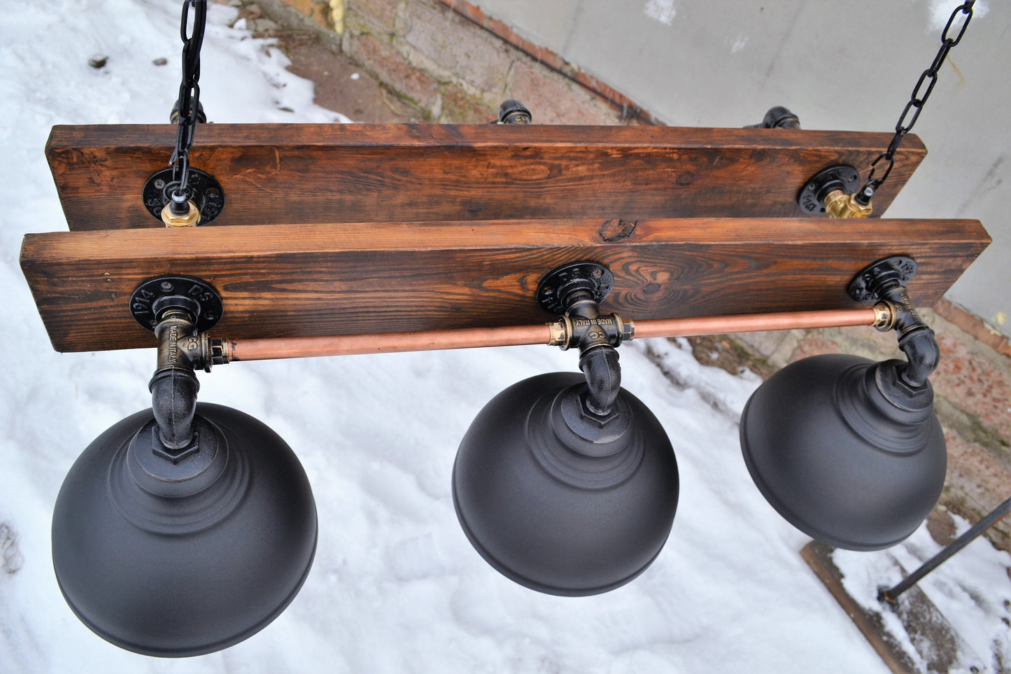 Rustic wooden industrial pendant light Black industrial chandelier for rustic kitchen lighting Copper pendant light fixture