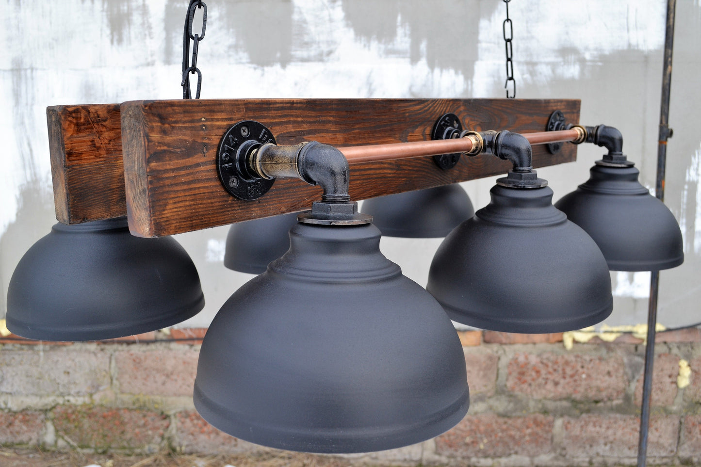 Rustic wooden industrial pendant light Black industrial chandelier for rustic kitchen lighting Copper pendant light fixture