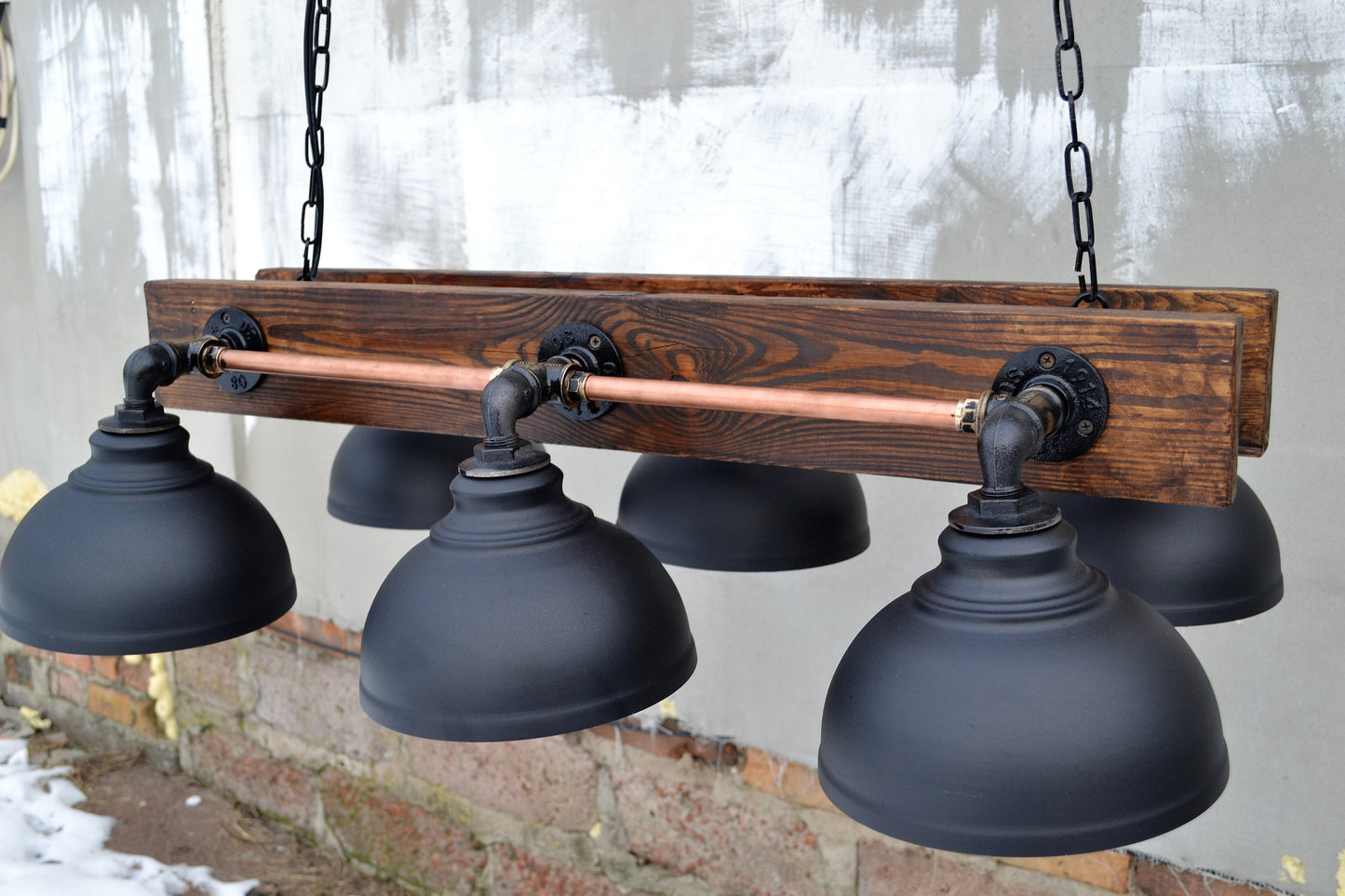 Rustic wooden industrial pendant light Black industrial chandelier for rustic kitchen lighting Copper pendant light fixture