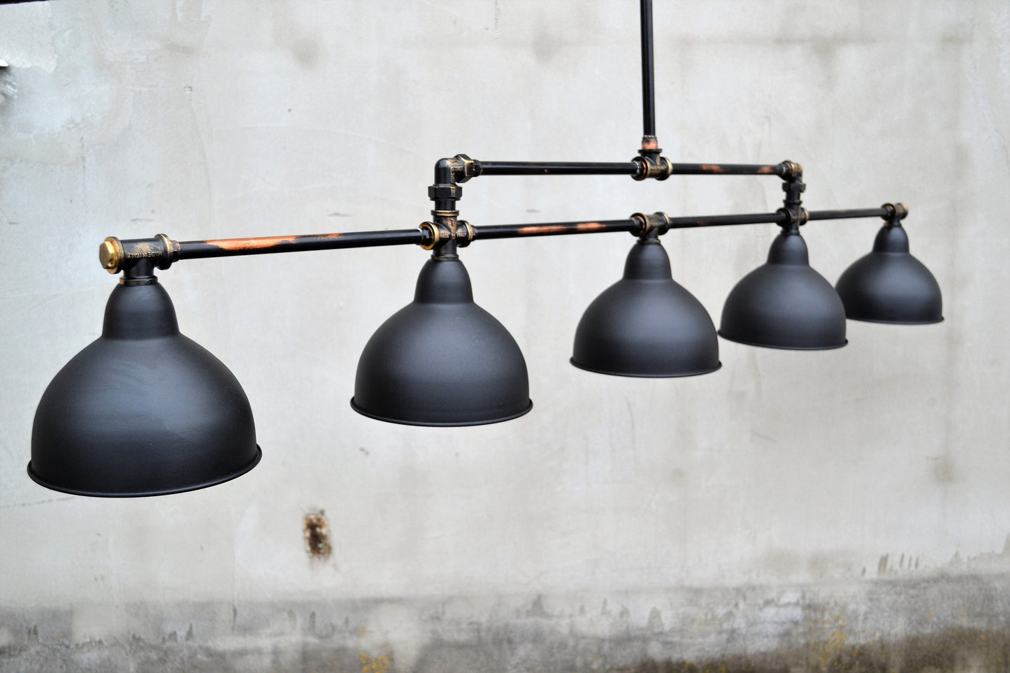 Kitchen hanging industrial chandelier.Black chandelier for pool table or kitchen island.