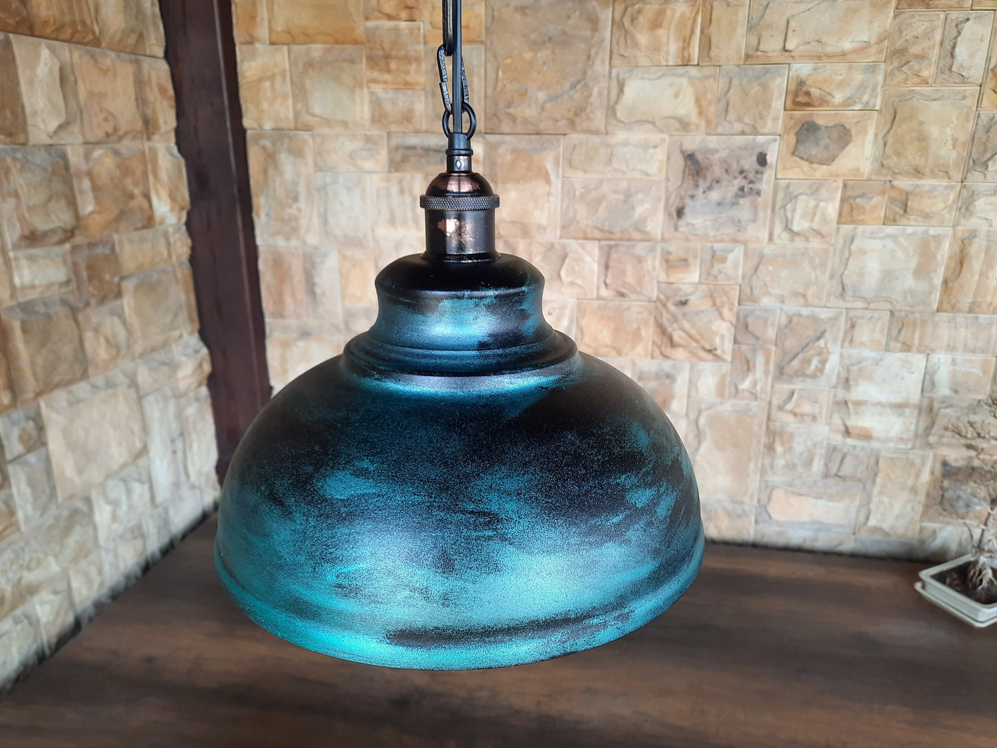 Industrial Pendant Light Chandelier Island Lighting Modern Rustic Ceiling Light Dining Room Hanging Chandelier Green Patina Lampshade