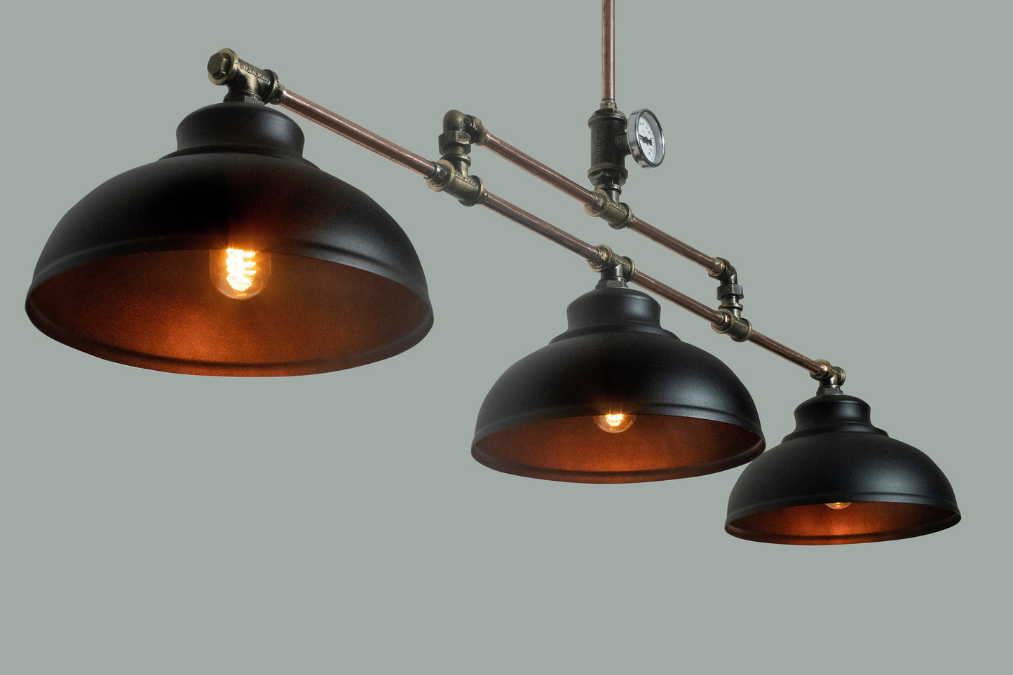 Black ceiling steampunk copper chandelier for pool table,Kitchen modern pendant lamp industrial.