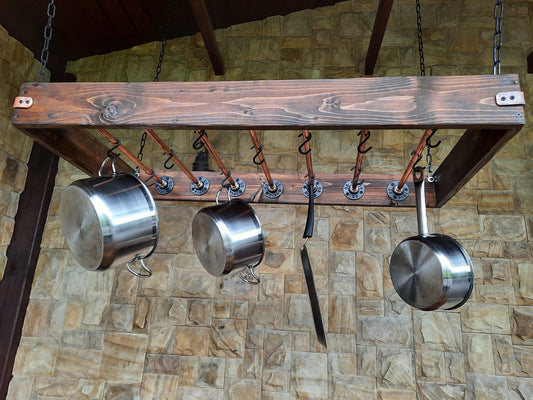 Hanging industrial pot rack