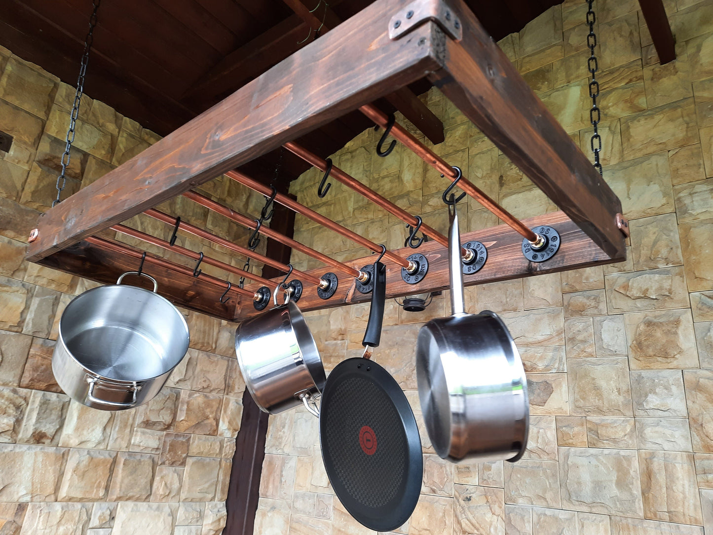 Hanging industrial pot rack