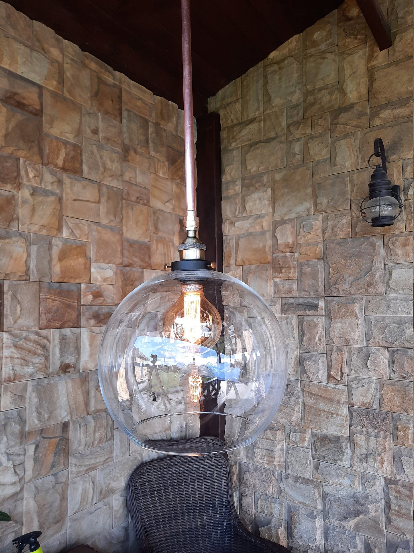 large glass lampshade hanging industrial ceiling chandelier