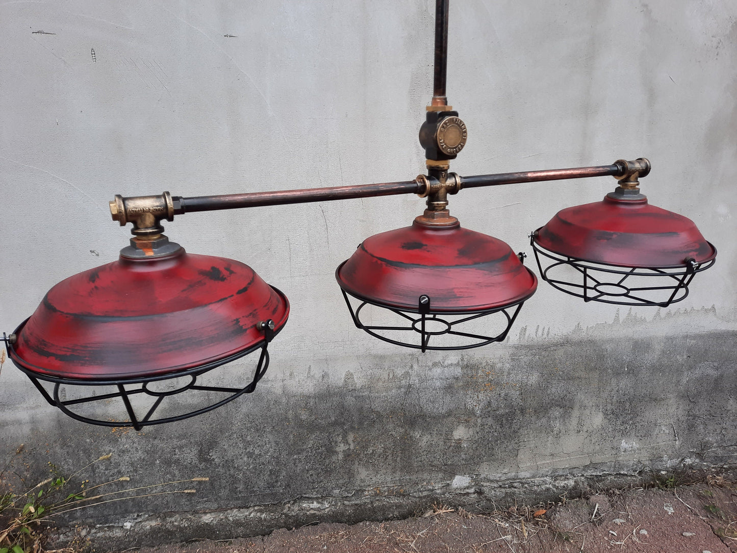 Kitchen industrial chandelier. Pendant steampunk lighting.