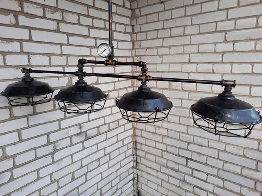 Long Industrial Steampunk Chandelier Pendant Rustic Light Farmhouse Beam Light