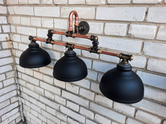 Rustic industrial wall lamp. Black wall lamp, brass lamp, hallway lamp.