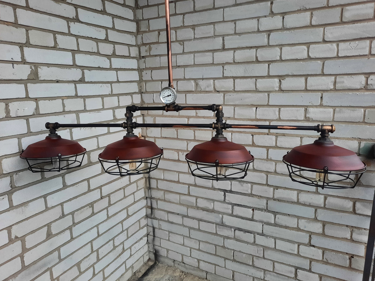 Long kitchen chandelier industrial Pendant lamp for billiard table.Rustic Steampunk Lighting.