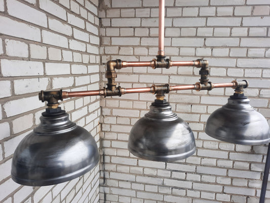 Industrial kitchen lighting, rustic hanging chandelier, steampunk ceiling pendant lamp, Copper ceiling chandelier for bar
