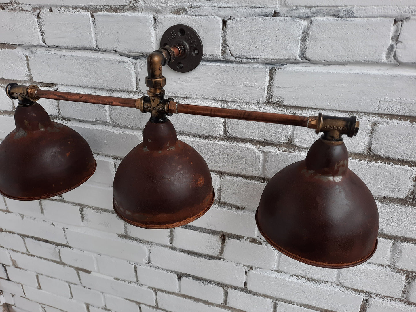 Rusty wall lamp, industrial rural lighting.Wall sconce Bathroom vanity lighting.