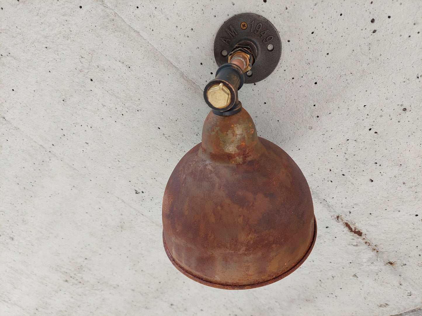 Rusty industrial wall lamp for bathroom.Rustic bedside sconce.