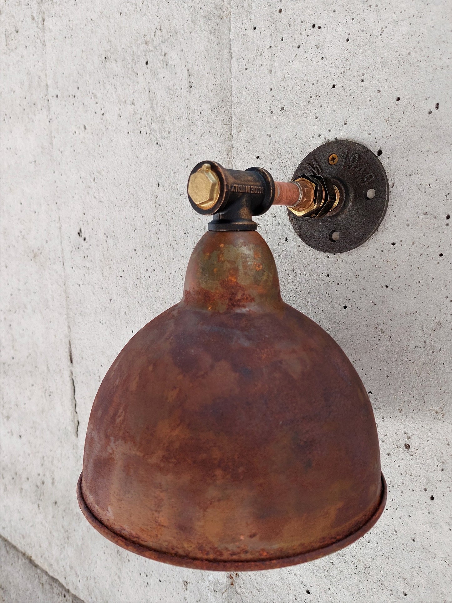 Rusty industrial wall lamp for bathroom.Rustic bedside sconce.