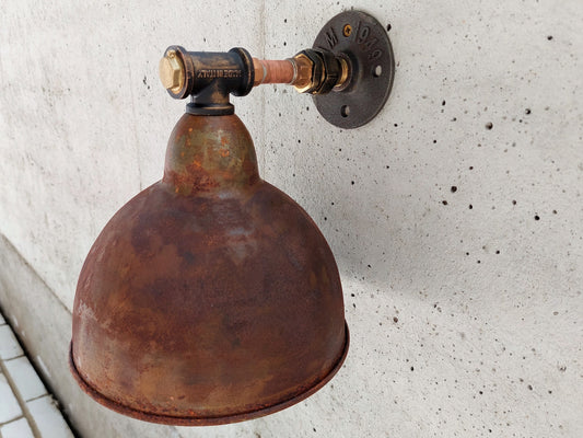 Rusty industrial wall lamp for bathroom.Rustic bedside sconce.