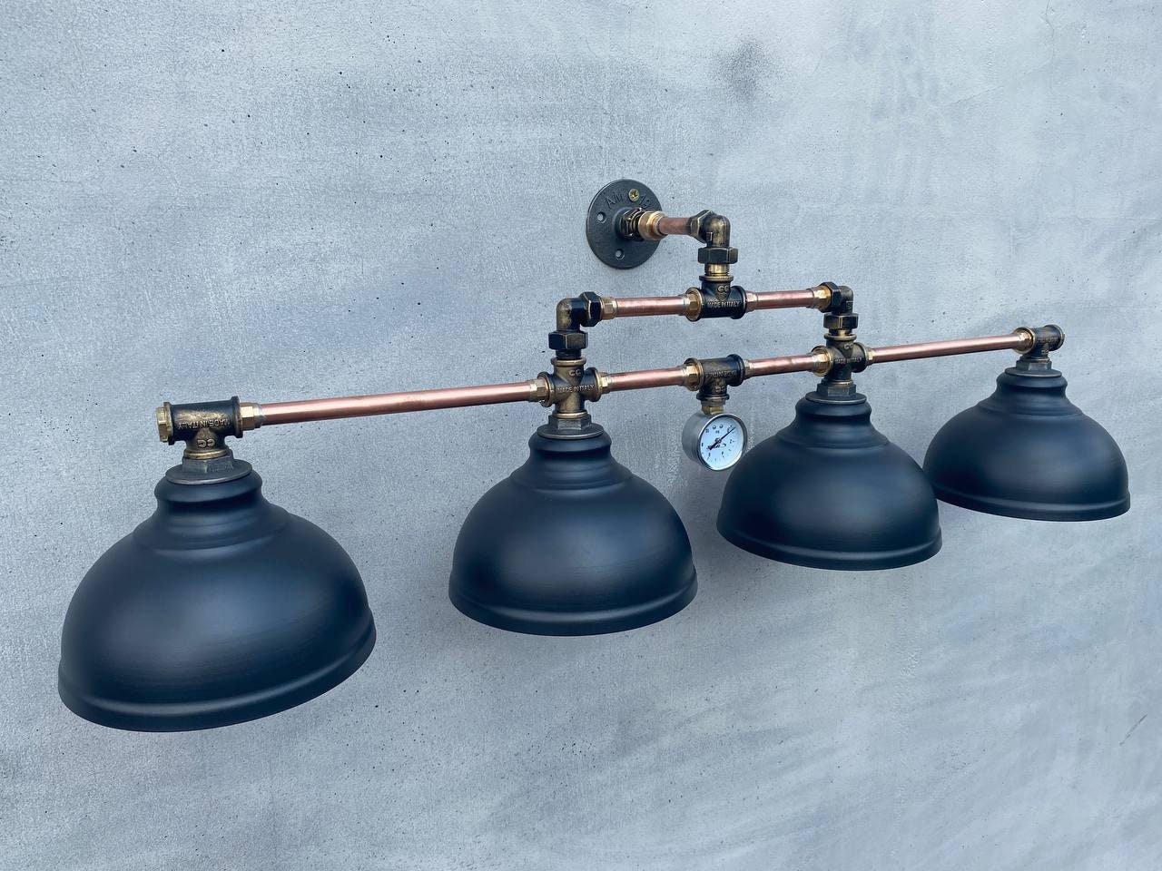 Steampunk wall sconce. Rustic industrial wall light.