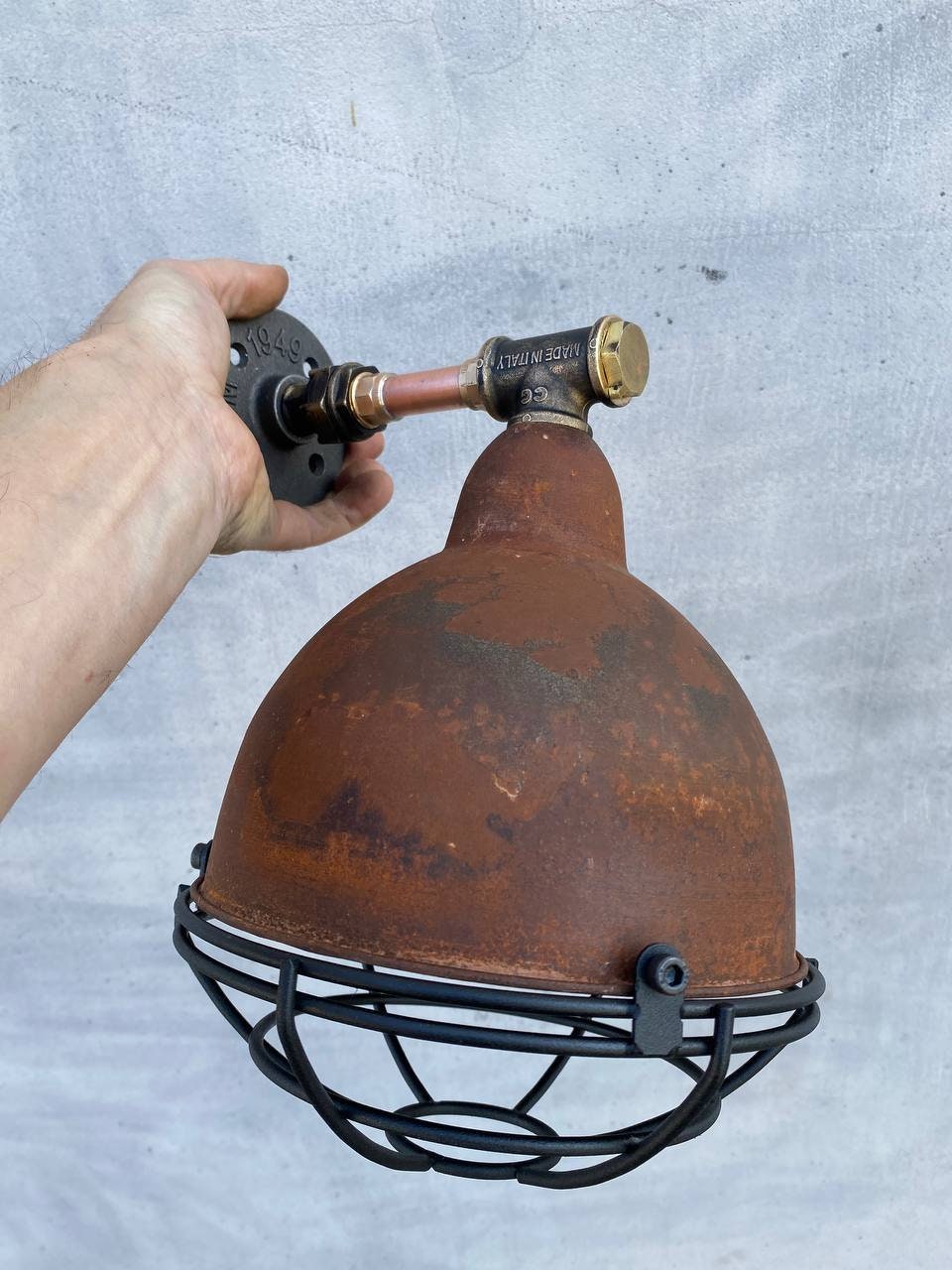 Rustic Wall Light with single cage Industrial lighting Industrial lighting Steampunk style wall light fixture.