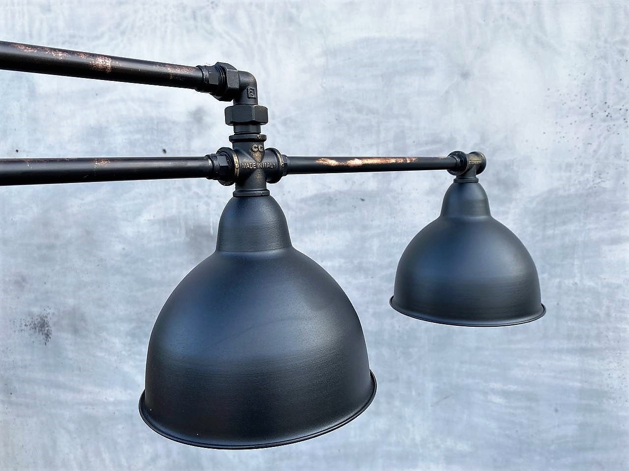 Kitchen hanging industrial chandelier.Black chandelier for pool table or kitchen island.