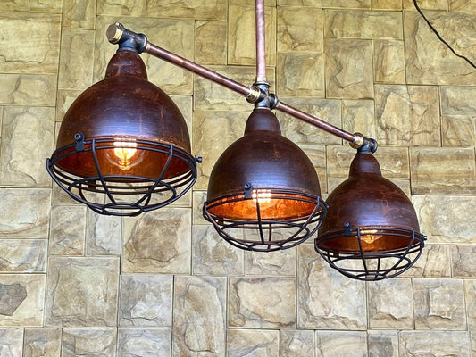 Steampunk style kitchen island pendant light fixture . Rust rustic pendant light fixture