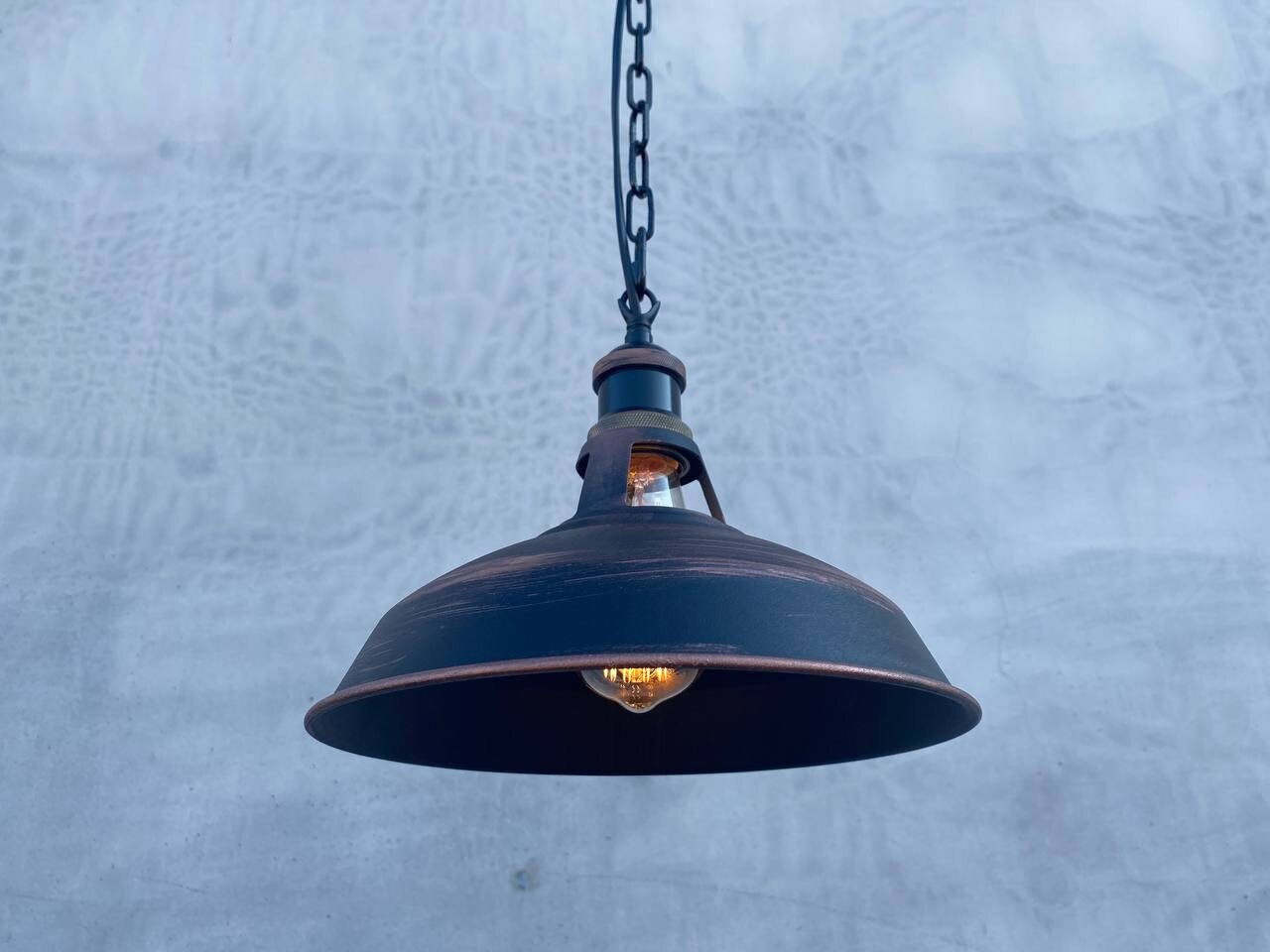 Pendant industrial lampshade for kitchen island.Rustic black ceiling chandelier.