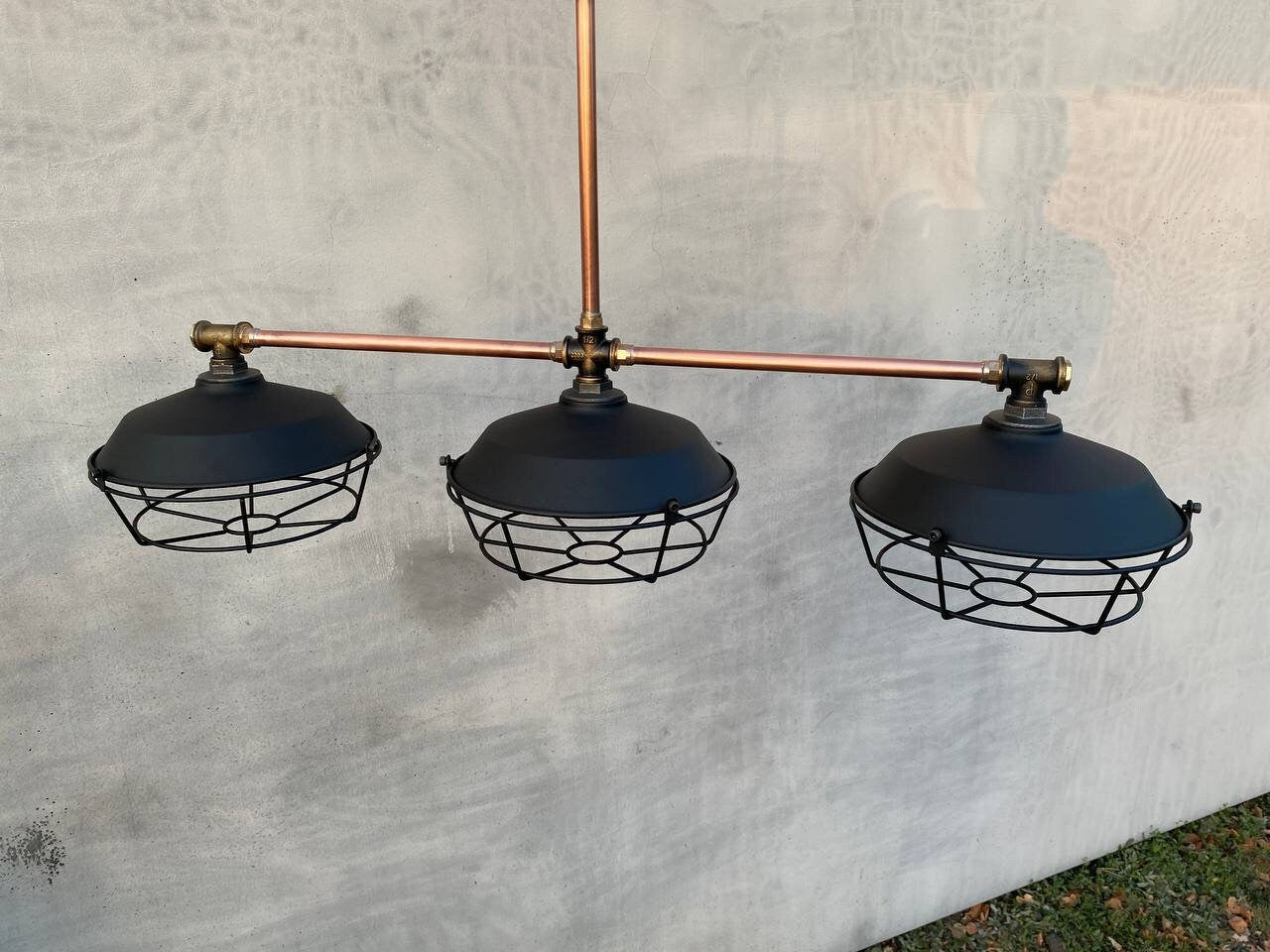 Factory ceiling light for kitchen island. Rustic pendant lighting.