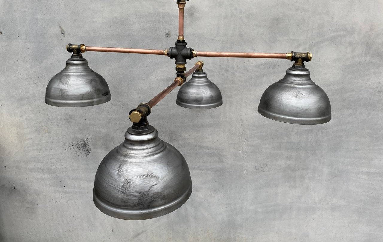 Long industrial chandelier for dining table.Ceiling rustic pendant light.