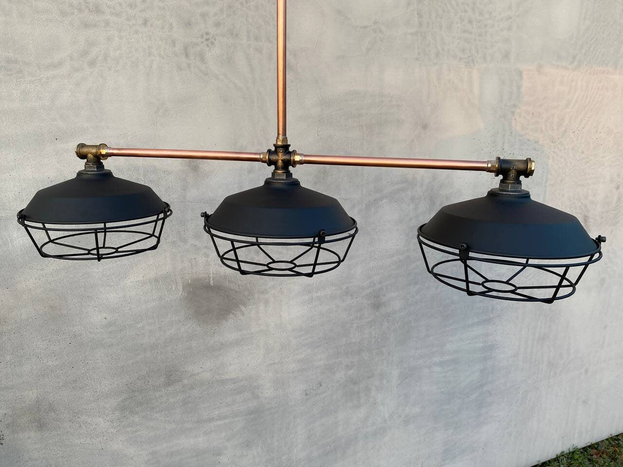 Factory ceiling light for kitchen island. Rustic pendant lighting.