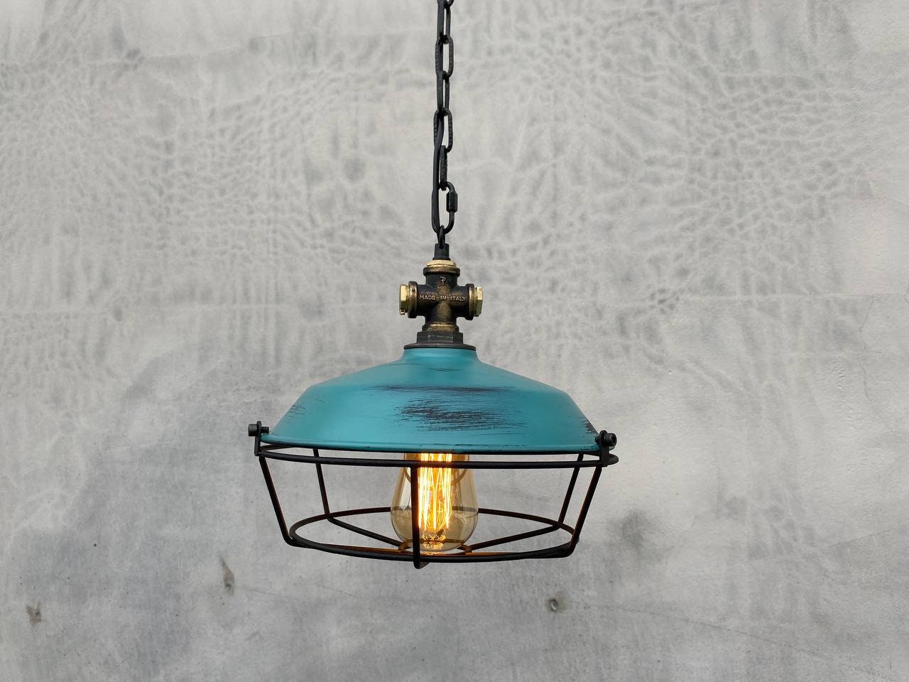 Pendant industrial lampshade for kitchen island.Rustic ceiling light fixtures.