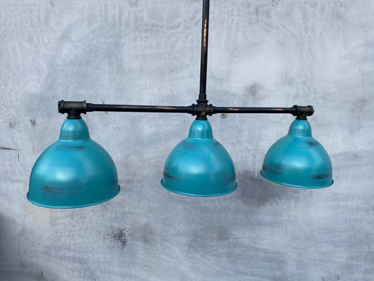 Copper industrial chandelier for kitchen island.Rustic ceiling pendant light fixture.